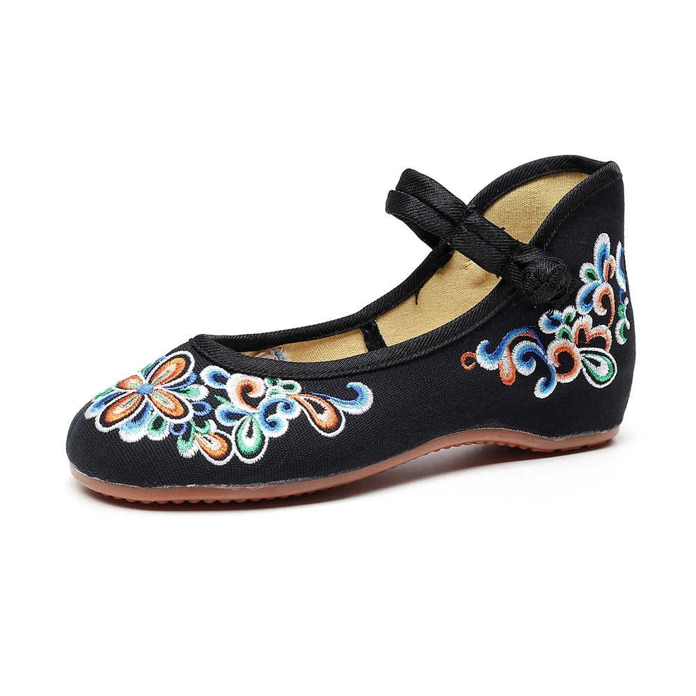 Vintage Embroidery Ballerina Round Toe Flat Shoes