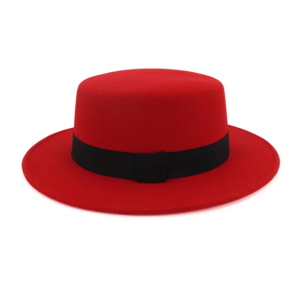 Fedora Flat Top Bottom Colored Brim Unisex Hat