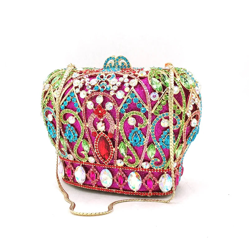 Royal Crown Crystal Minaudiere Assorted Colors Clutch