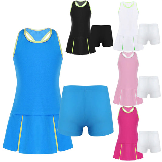 2Pcs Girls Athletic Assorted Color Sport Set