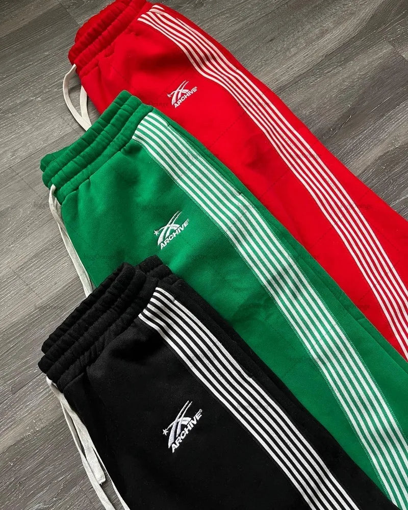 Y2k Retro Contrast Striped Unisex Wide-leg Sweatpants