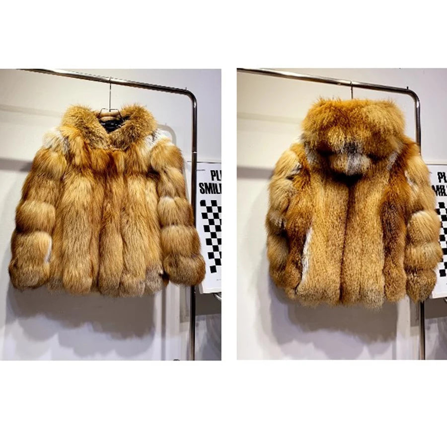 Real Natural Fox Fur Winter Jacket