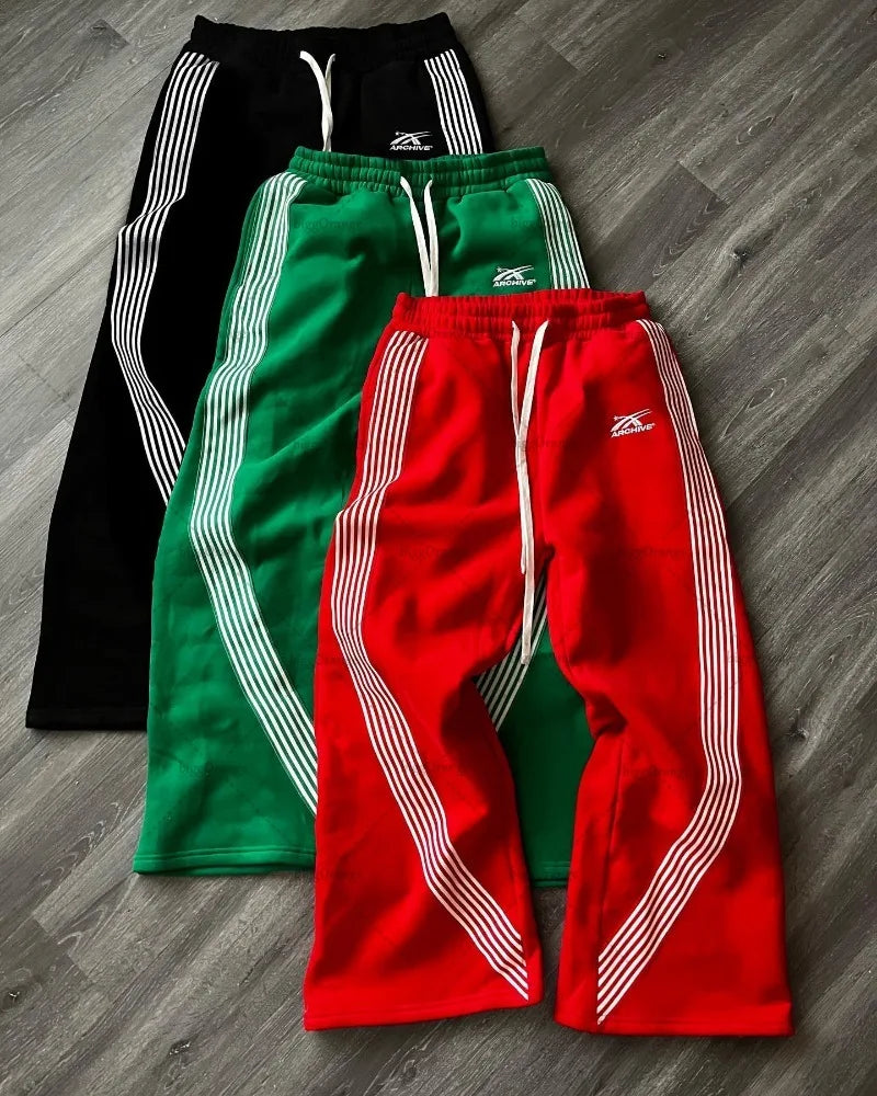 Y2k Retro Contrast Striped Unisex Wide-leg Sweatpants