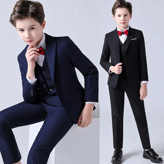 Formal Childrens Dress Suit Kids Blazer Vest Pants Clothes Set