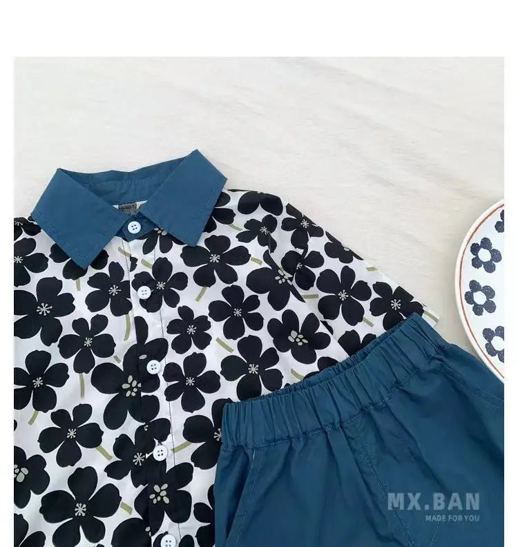 Polo Floral Collar 2pc Polo + Short Set 2-8Y