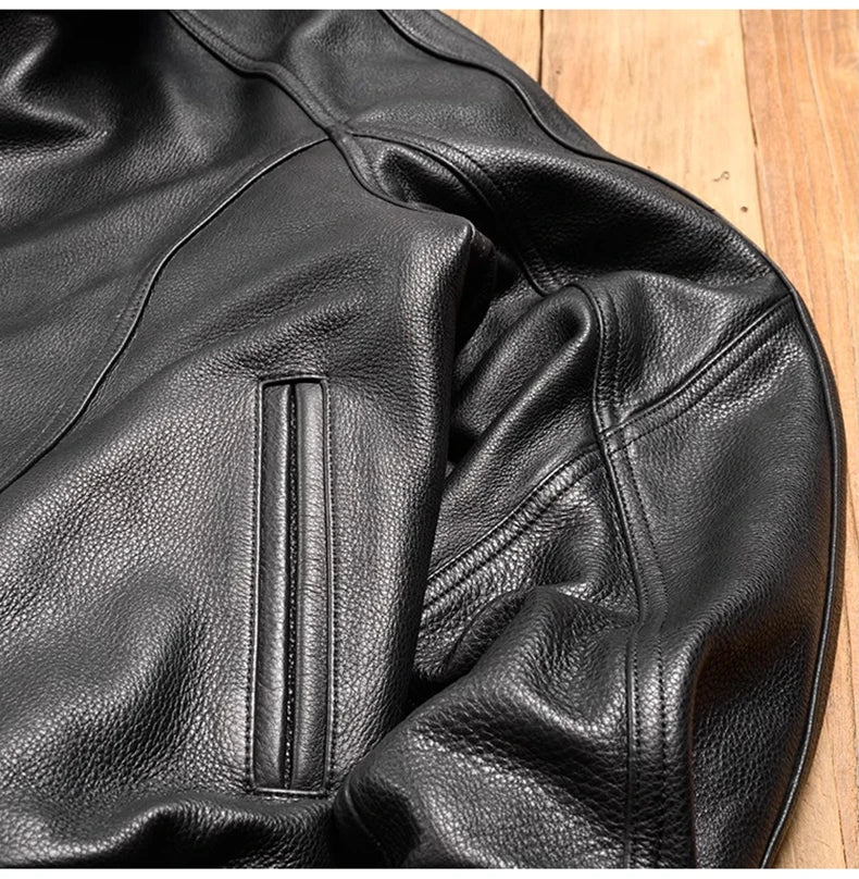 Vintage Black Faux Leather Zipper Jacket