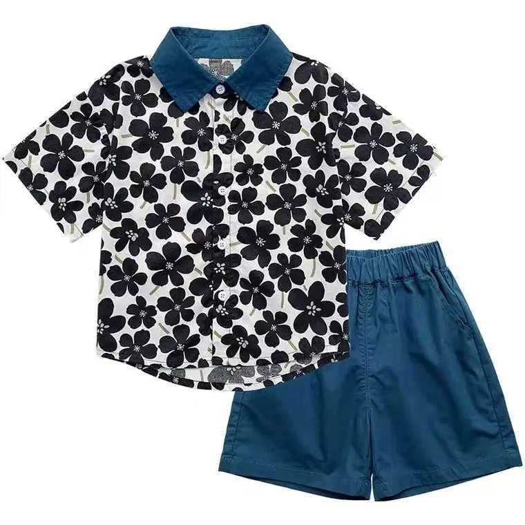 Polo Floral Collar 2pc Polo + Short Set 2-8Y