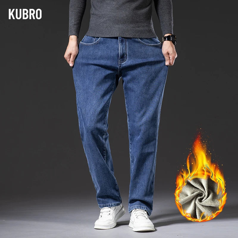 KUBRO Straight Leg Warm Casual Trousers