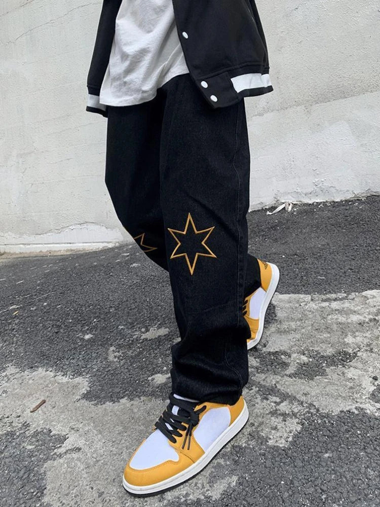 90s Jean Star Lettered Print Streetwear Jeans