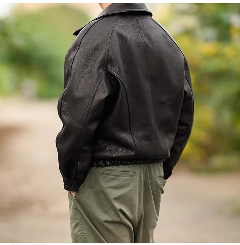 Vintage Black Faux Leather Zipper Jacket