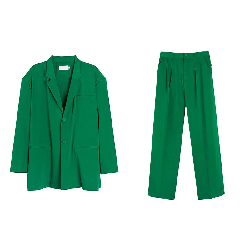 Slim Silhouette Business Casual GREEN|WHITE|BLK Assorted Jackets + Pants Set