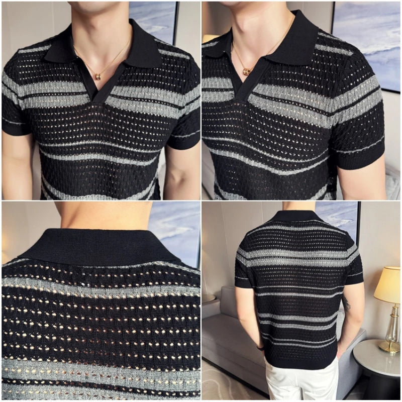 Knit Short Sleeve Stretch Slim Fit Polo