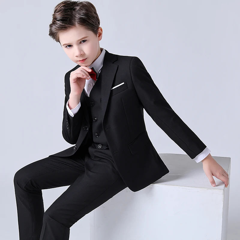 Formal Childrens Dress Suit Kids Blazer Vest Pants Clothes Set