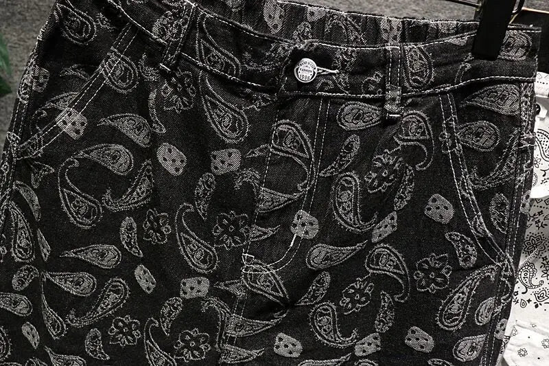 BLK Bandana Pattern Men's Cropped Jeans