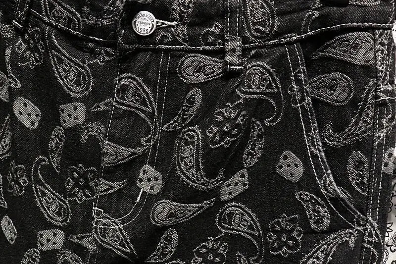 BLK Bandana Pattern Men's Cropped Jeans