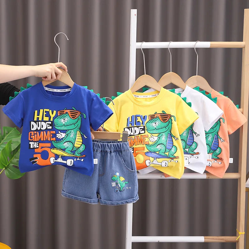 Hey Dude Girls & Boys Cartoon T-Shirt Shorts 2Pcs/Set