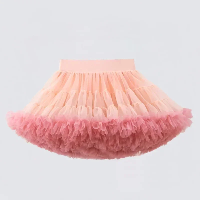 Girl's Lace Fluffy Ruffled Chiffon Solid Assorted Colors Tutu Pettiskirt