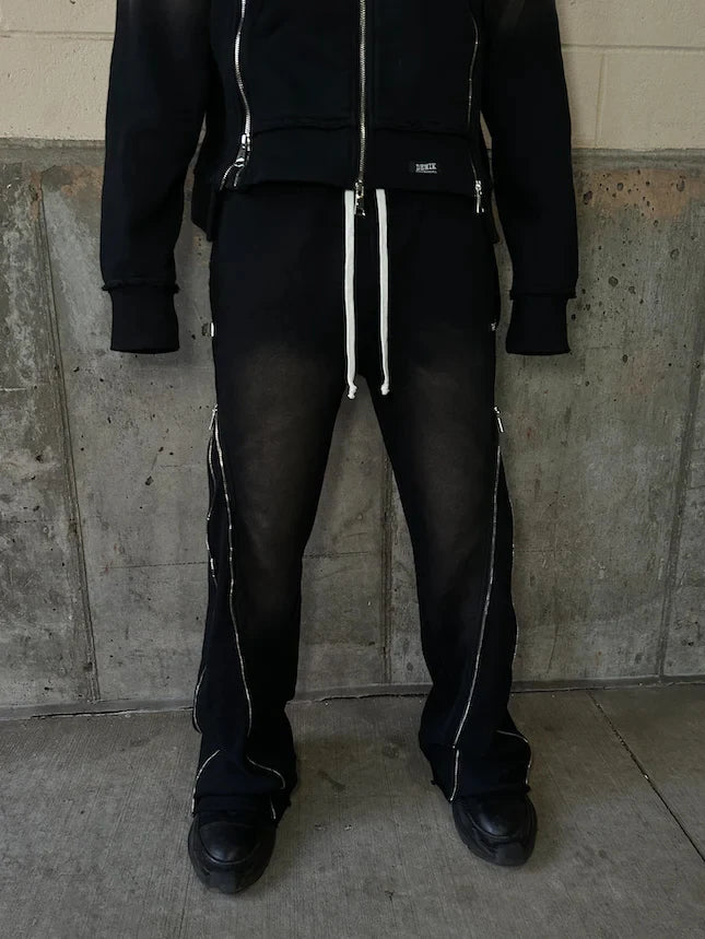 Baggy Casual Downside Zipper Decoration Sweatpants