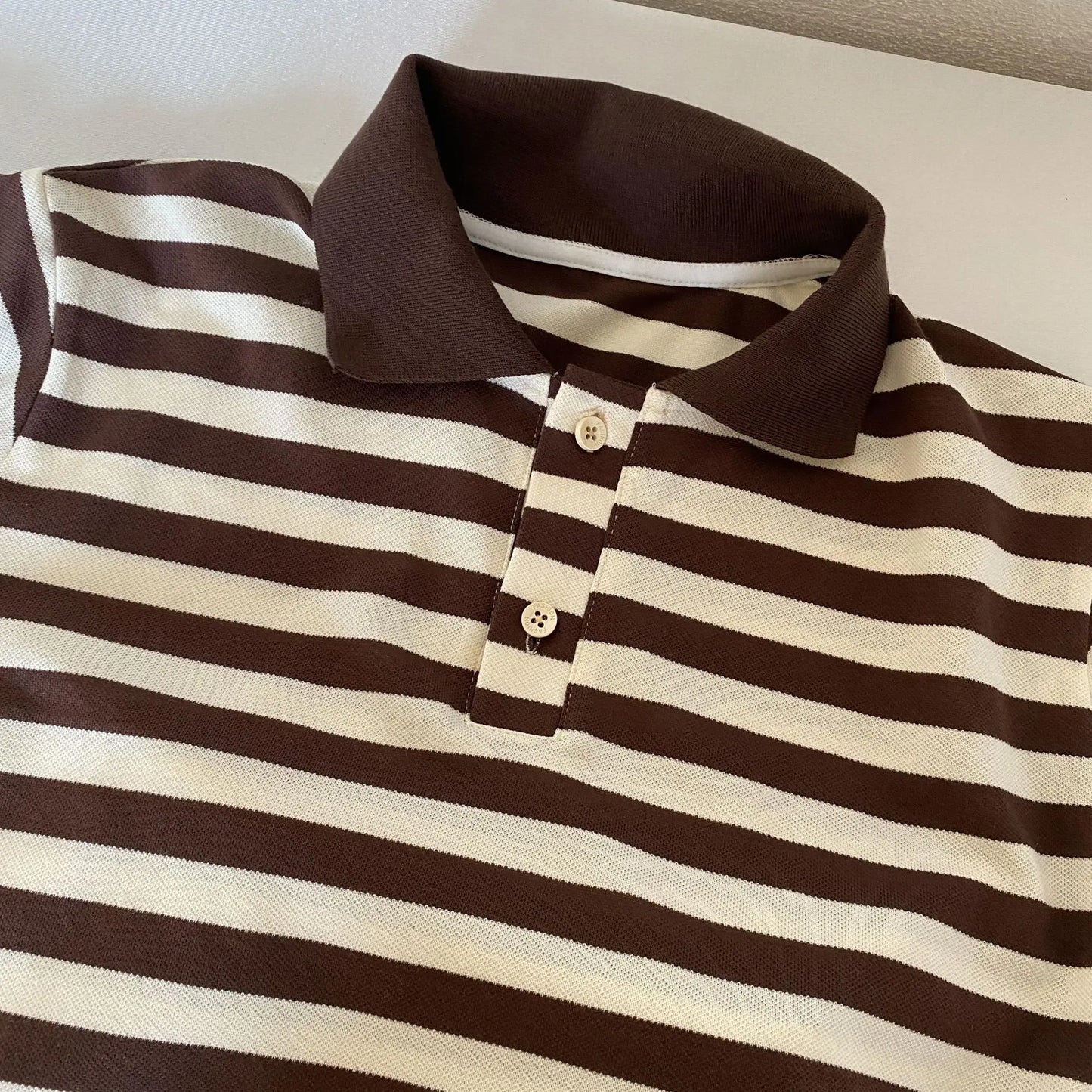 Brown Striped Polo Dress + Shorts Brother & Sister Outfit