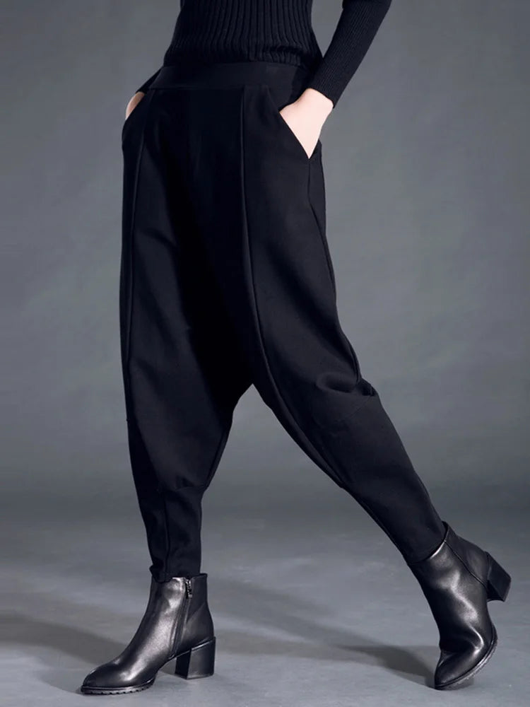 BLK Thick Patchwork Women's Harem Pants