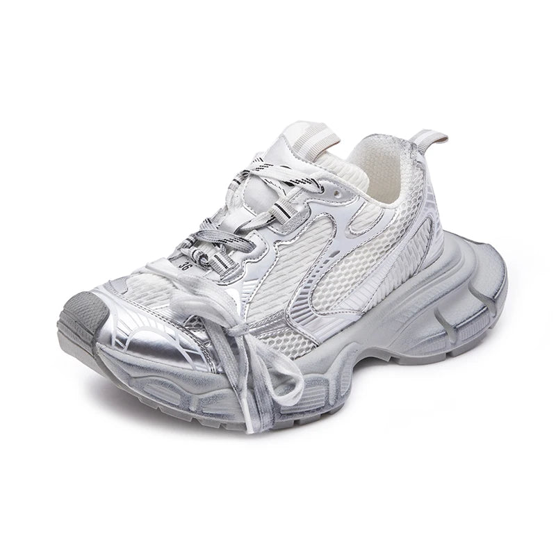 Chunky Platform Chic SILVER + PINK Athletic Sneaker