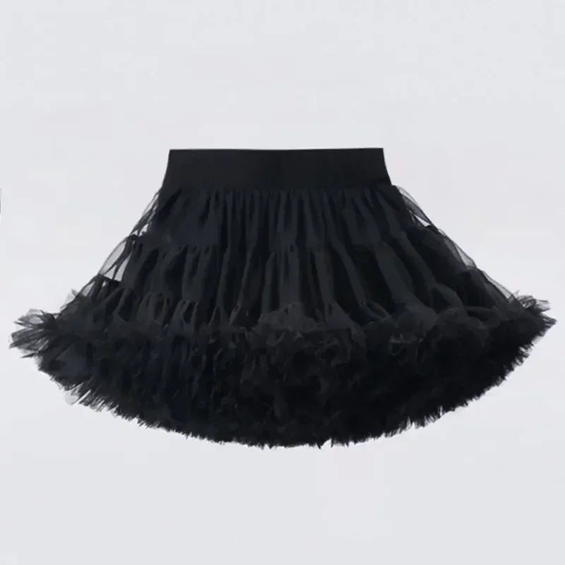 Girl's Lace Fluffy Ruffled Chiffon Solid Assorted Colors Tutu Pettiskirt