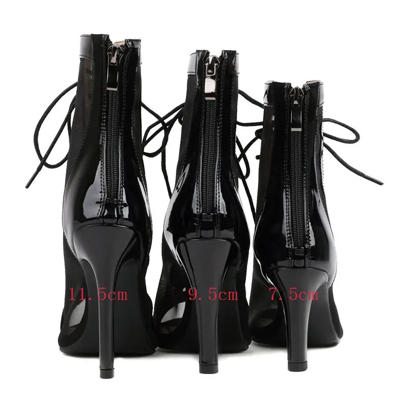 Cross-Tied Hollow Out Assorted Colors + Height Mesh Heels