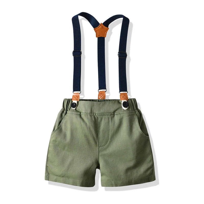 Gentleman's Bowtie+Shirt+Overalls Toddler Suit