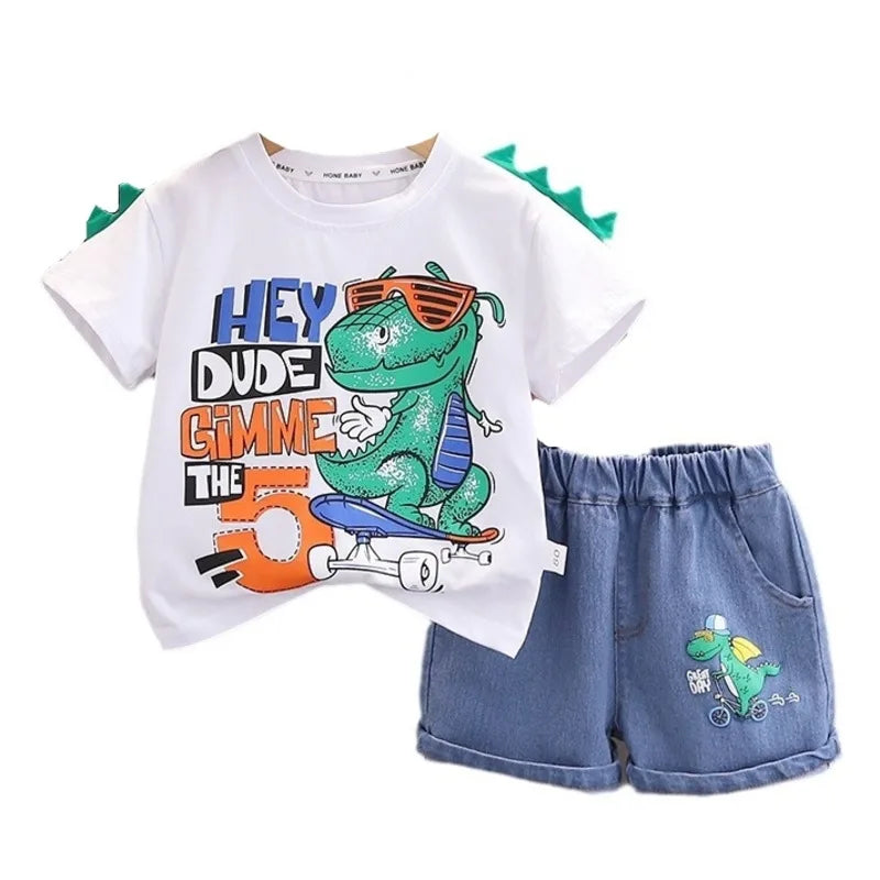 Hey Dude Girls & Boys Cartoon T-Shirt Shorts 2Pcs/Set