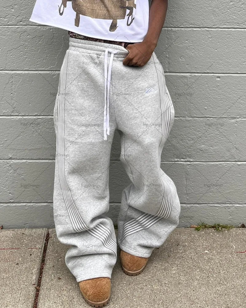 Y2k Retro Contrast Striped Unisex Wide-leg Sweatpants