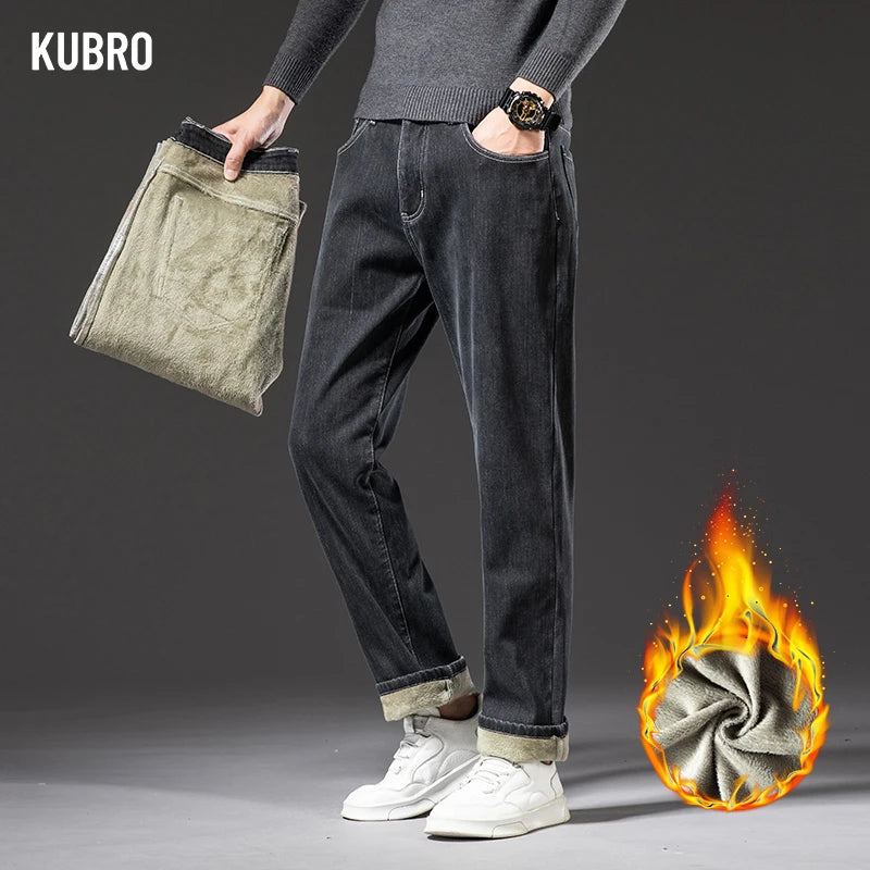 KUBRO Straight Leg Warm Casual Trousers