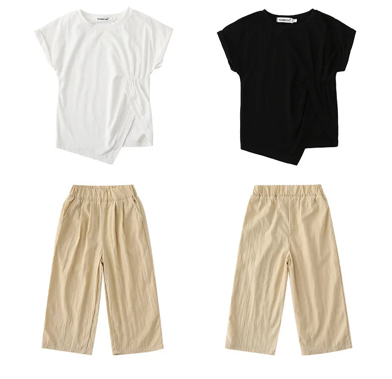 Brother + Sister Matching T-Shirts + Khaki Pants 2pc Set