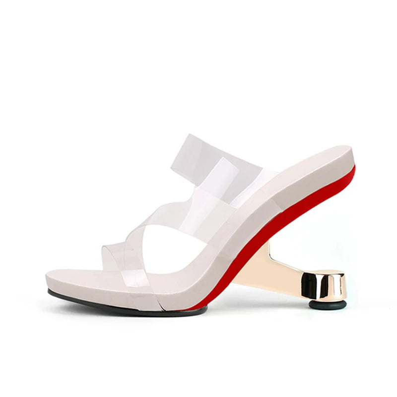 Transparent White + Apricot Rubber 8cm Heels