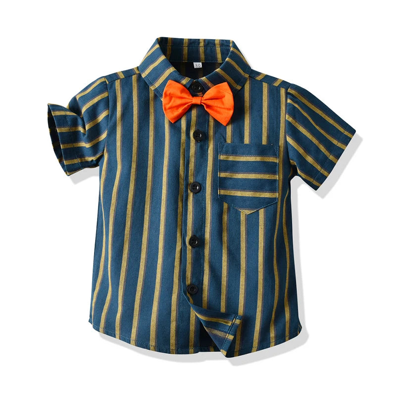 Gentleman's Bowtie+Shirt+Overalls Toddler Suit