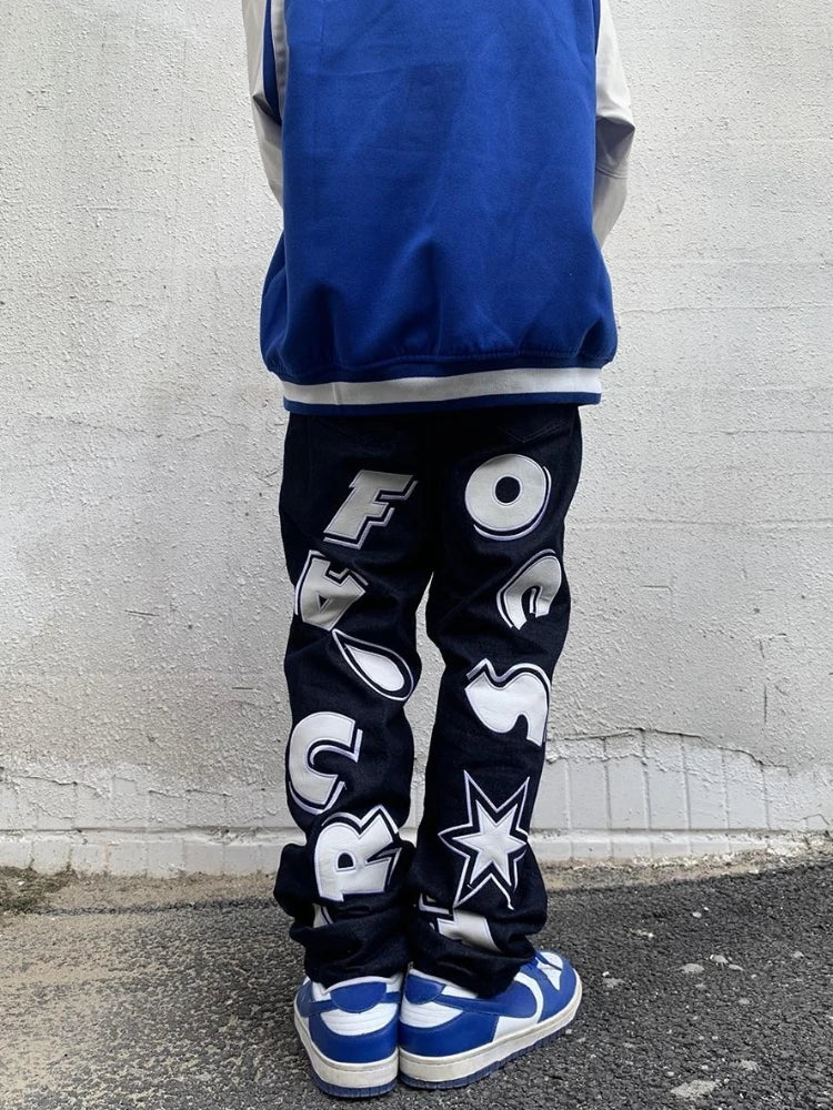 90s Jean Star Lettered Print Streetwear Jeans