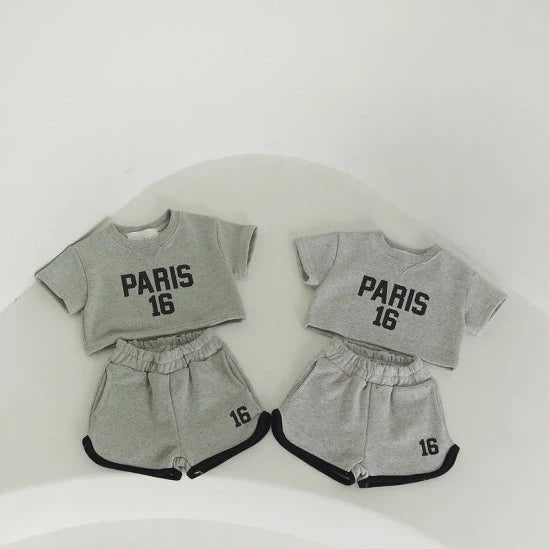 Paris 16 Boys & Girls Print Cotton Short Sleeve 2pc Set