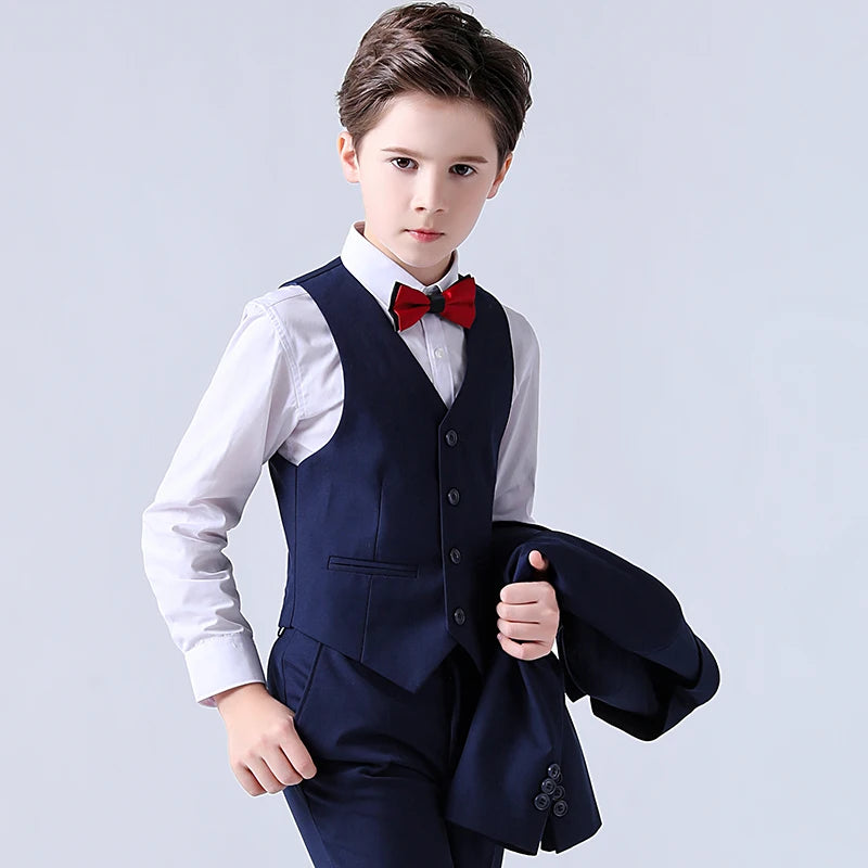 Formal Childrens Dress Suit Kids Blazer Vest Pants Clothes Set