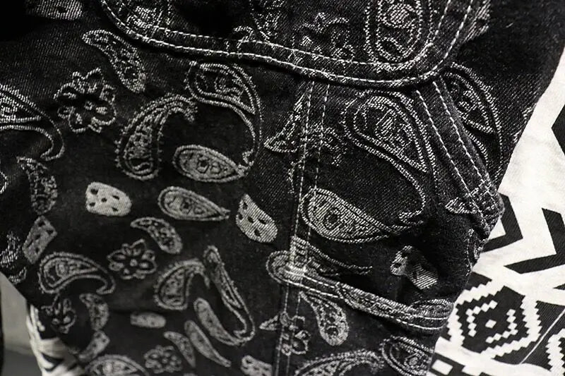 BLK Bandana Pattern Men's Cropped Jeans