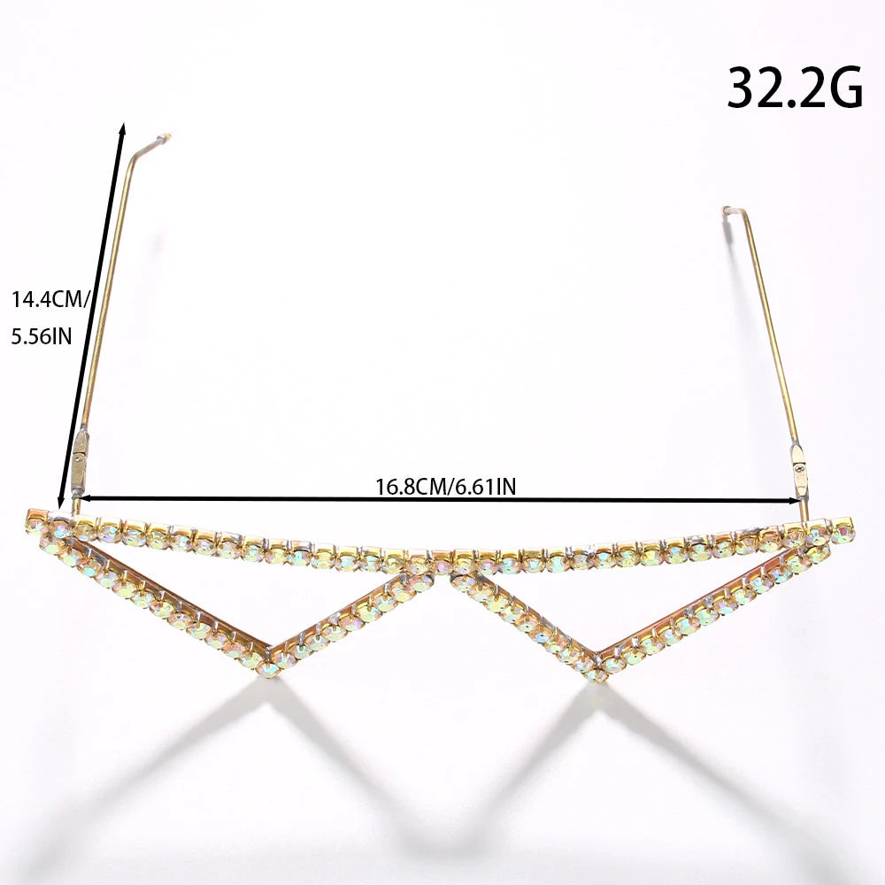 Geometric Frame No lens Rhinestone Eyeglasses