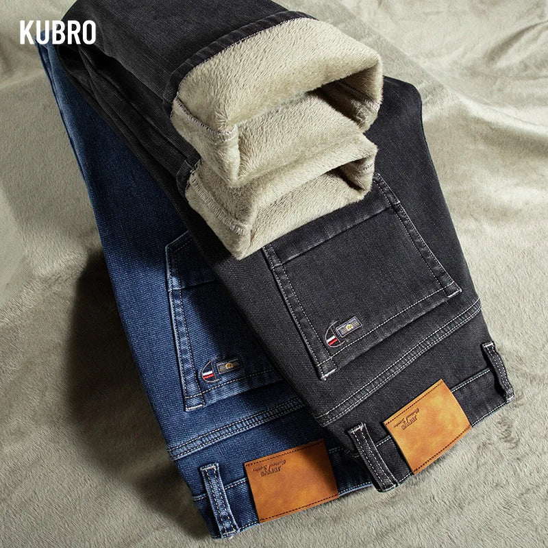 KUBRO Straight Leg Warm Casual Trousers